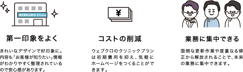 第一印象・コストの削減・業務に集中できるホームページ